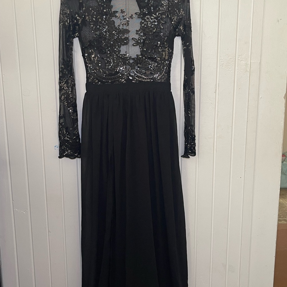 Elegant Black Lace Evening Dress | SHEER | onesie